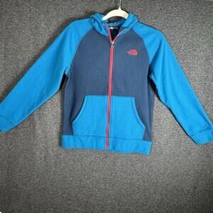 TheNORTH FACE Boys’ Blue Full RedZip FleeceHoodieJacket LightweightLarge (14/16)